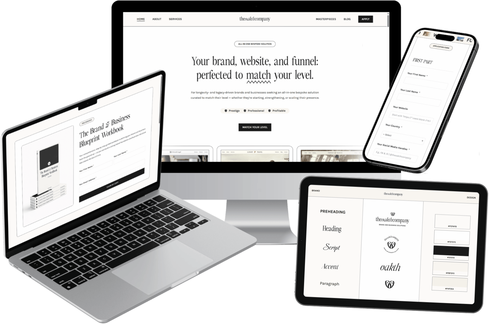 The OAKTH Company - Offerings - Mockup - Optimized Brand, Web, Funnel Designer and Builder in the Philippines, United States